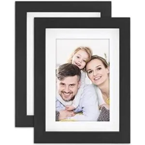 5x7 Black Picture Frames Nature Solid Wood 2 Pack for Wall