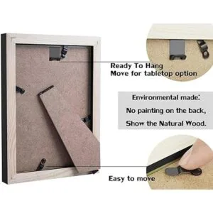 5x7 Black Picture Frames Nature Solid Wood 2 Pack for Wall