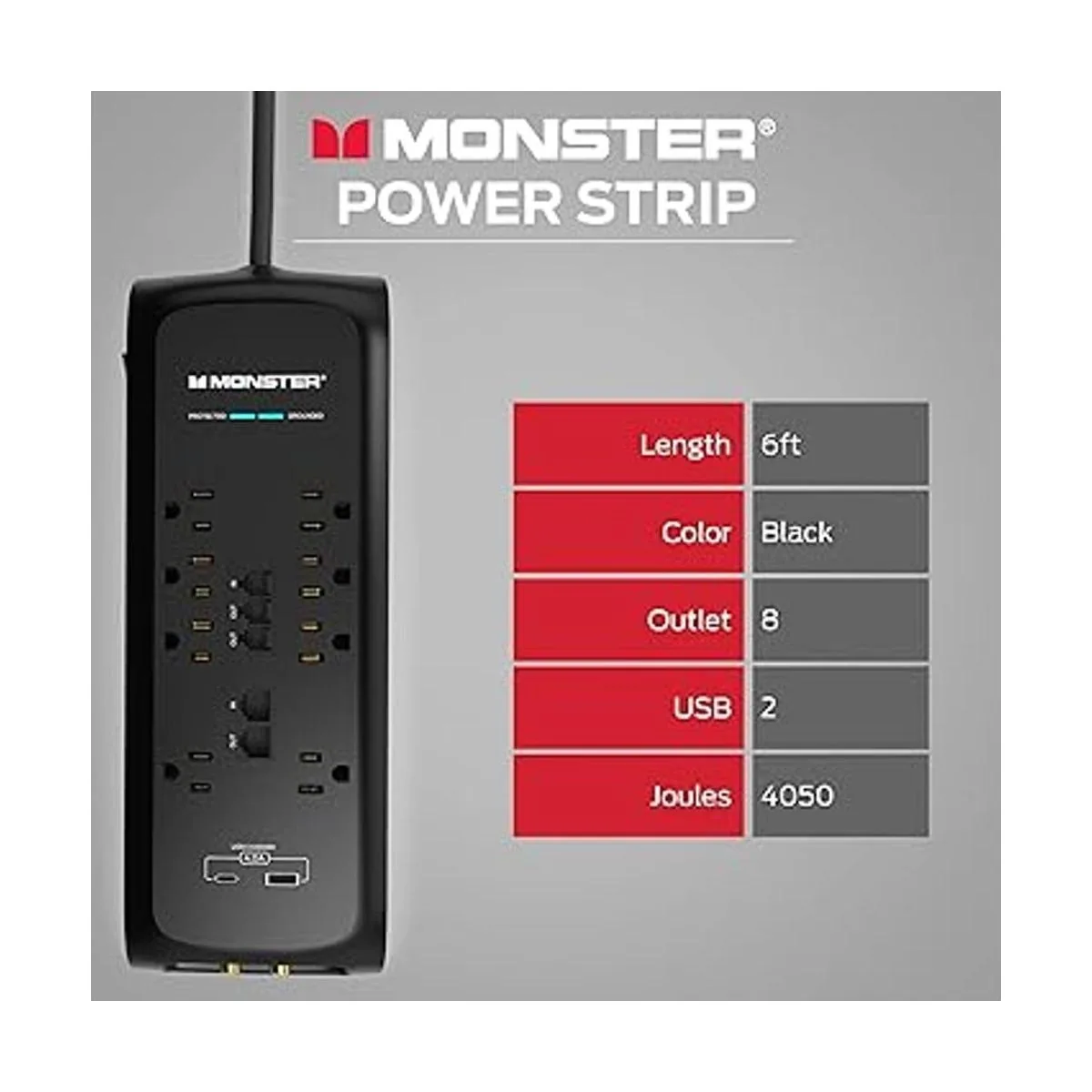Monster Protector de sobretensiones con puertos USB