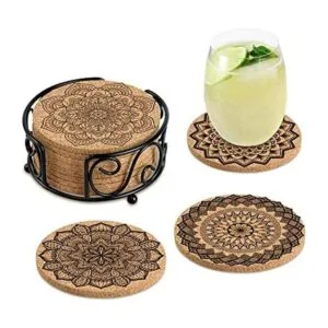 Posavasos absorbentes de corcho con soporte regalos de