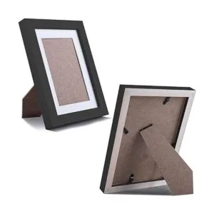 5x7 Black Picture Frames Nature Solid Wood 2 Pack for Wall