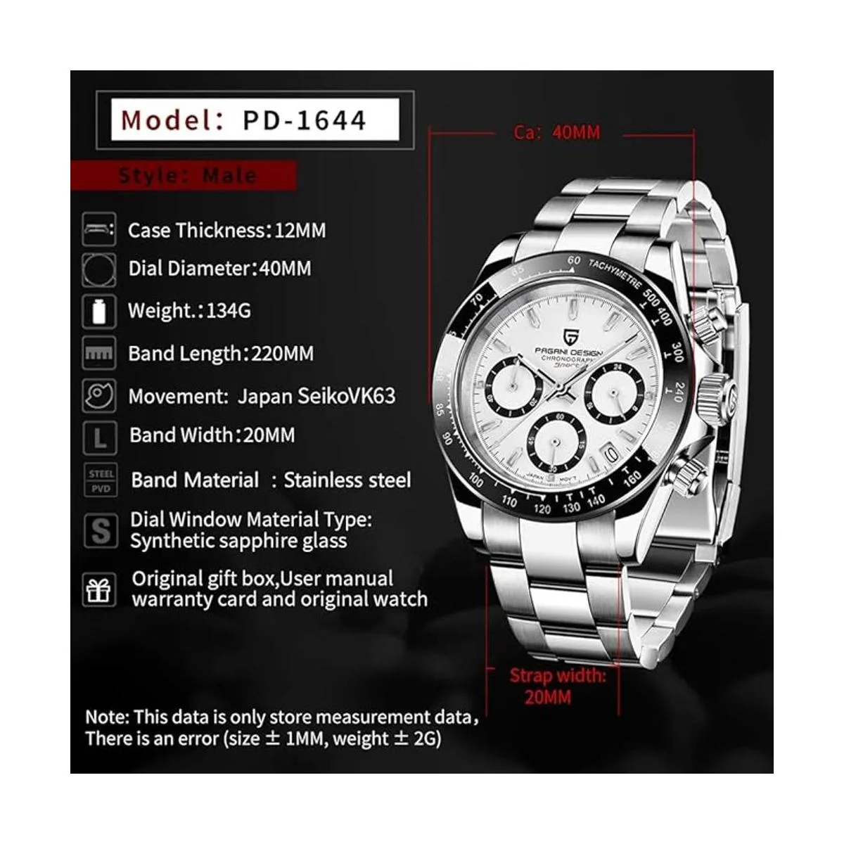 Pagani Design Daytona Homage Reloj de pulsera de cuarzo_4