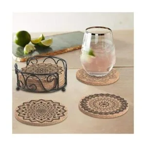 Posavasos absorbentes de corcho con soporte regalos de