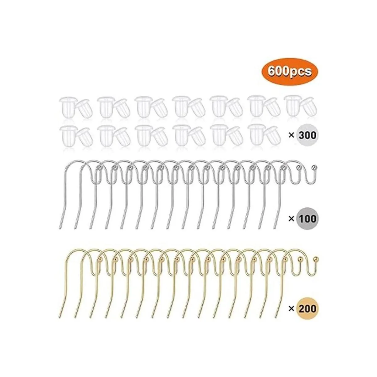 Juego de pendientes de 600 piezas 300 ganchos franceses