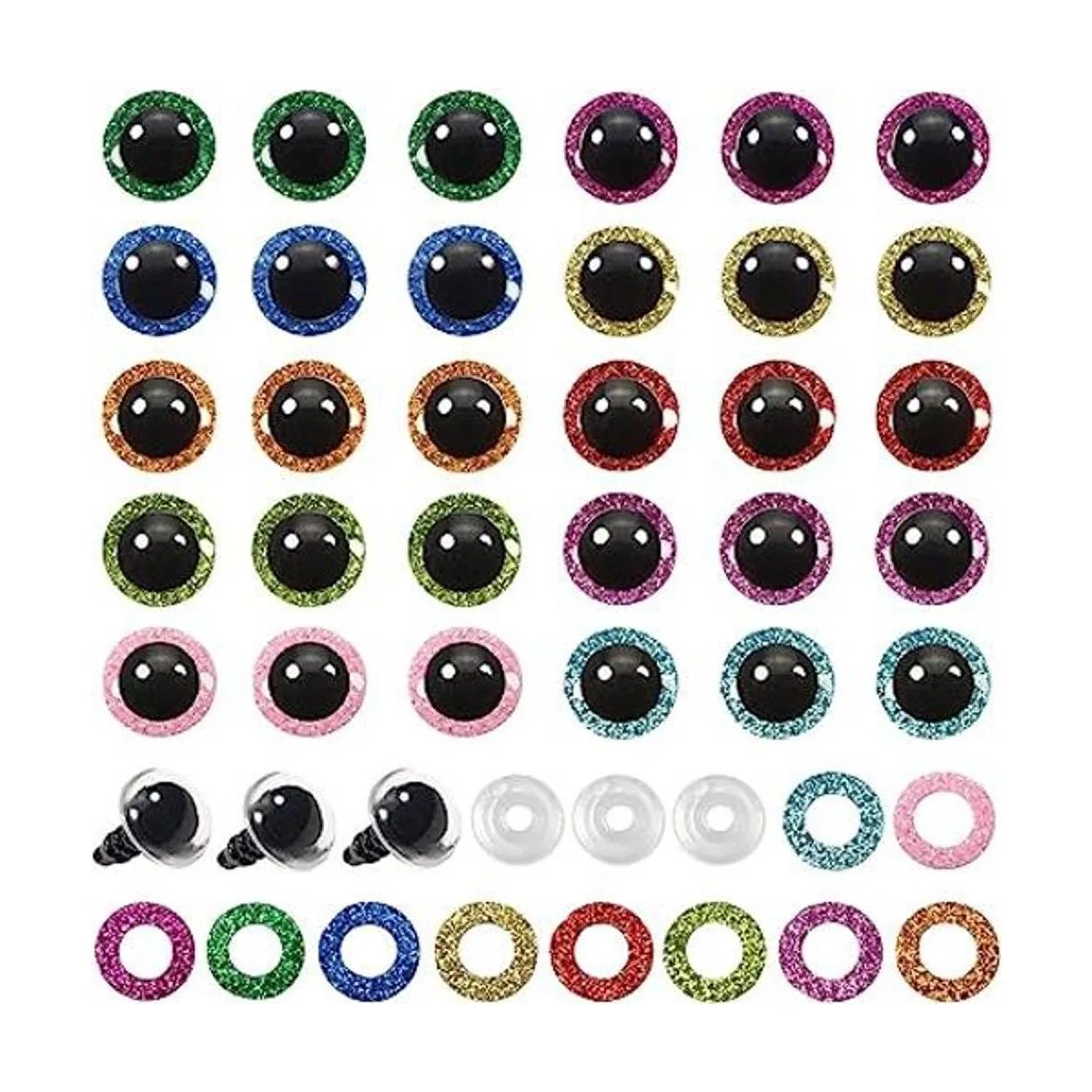 TOAOB 120 ojos de seguridad de plástico con purpurina de