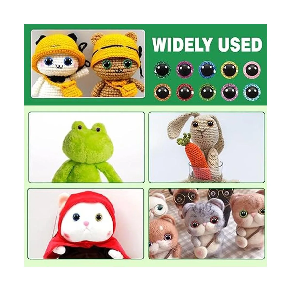 TOAOB 120 ojos de seguridad de plástico con purpurina de