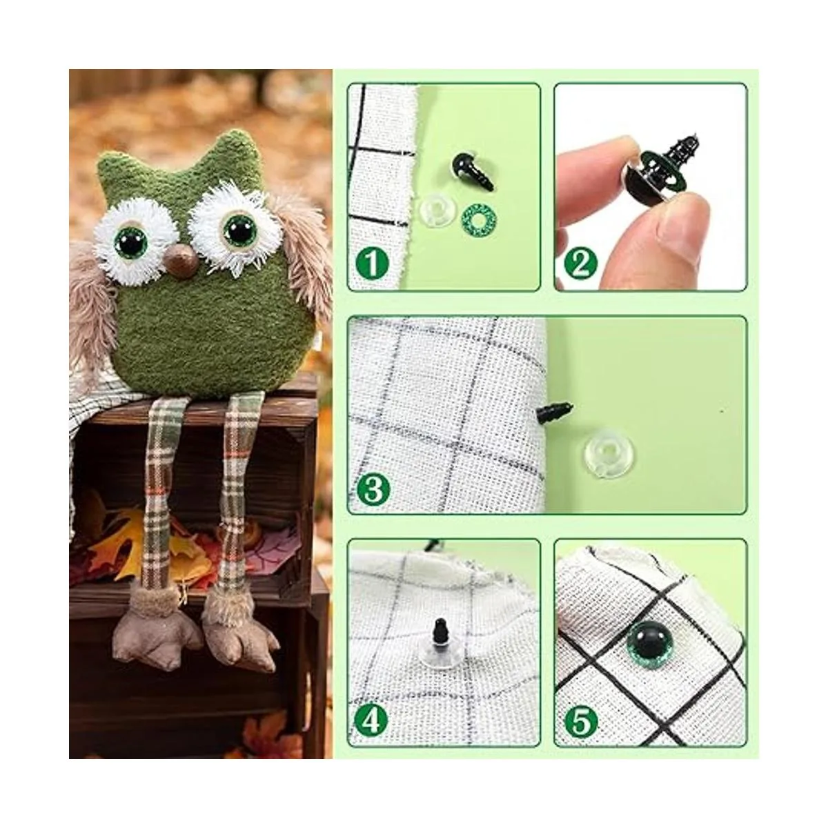 TOAOB 120 ojos de seguridad de plástico con purpurina de