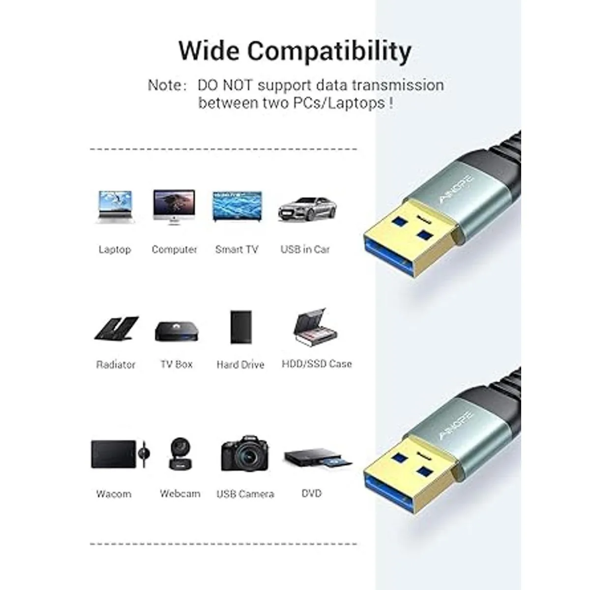 Paquete de 2 cables USB 3.0 cable USB a USB cable USB A_3