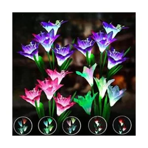 ANGMLN Paquete de 4 luces solares de flores para jardín_1