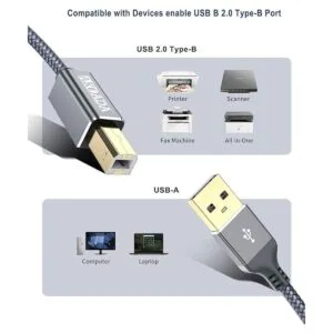 Akoada Cable de impresora USB 2.0 de 15 pies cable de