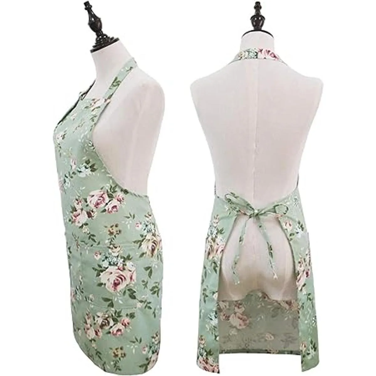 Saukore Delantales florales para mujer paquete de 2_2