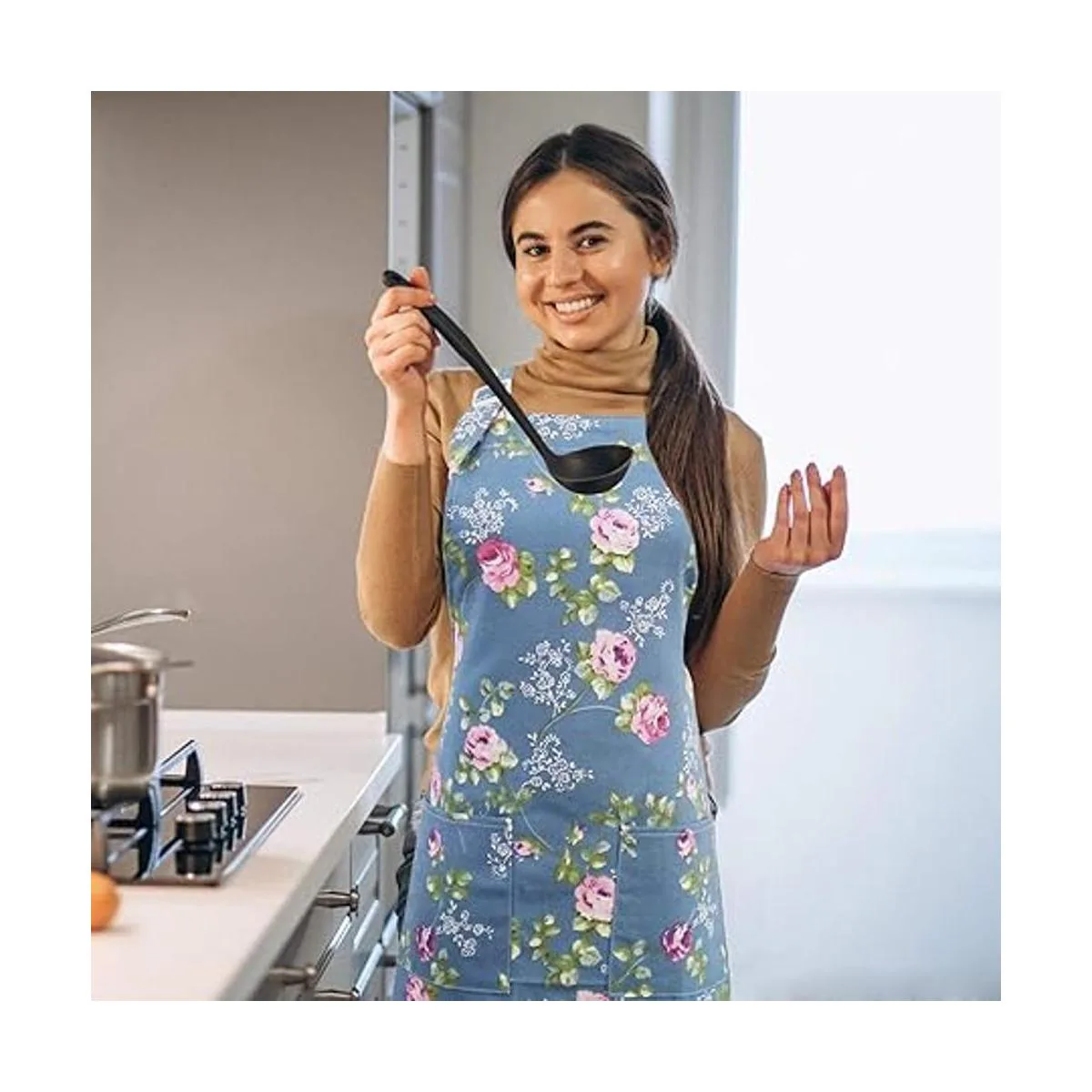 Saukore Delantales florales para mujer paquete de 2_5