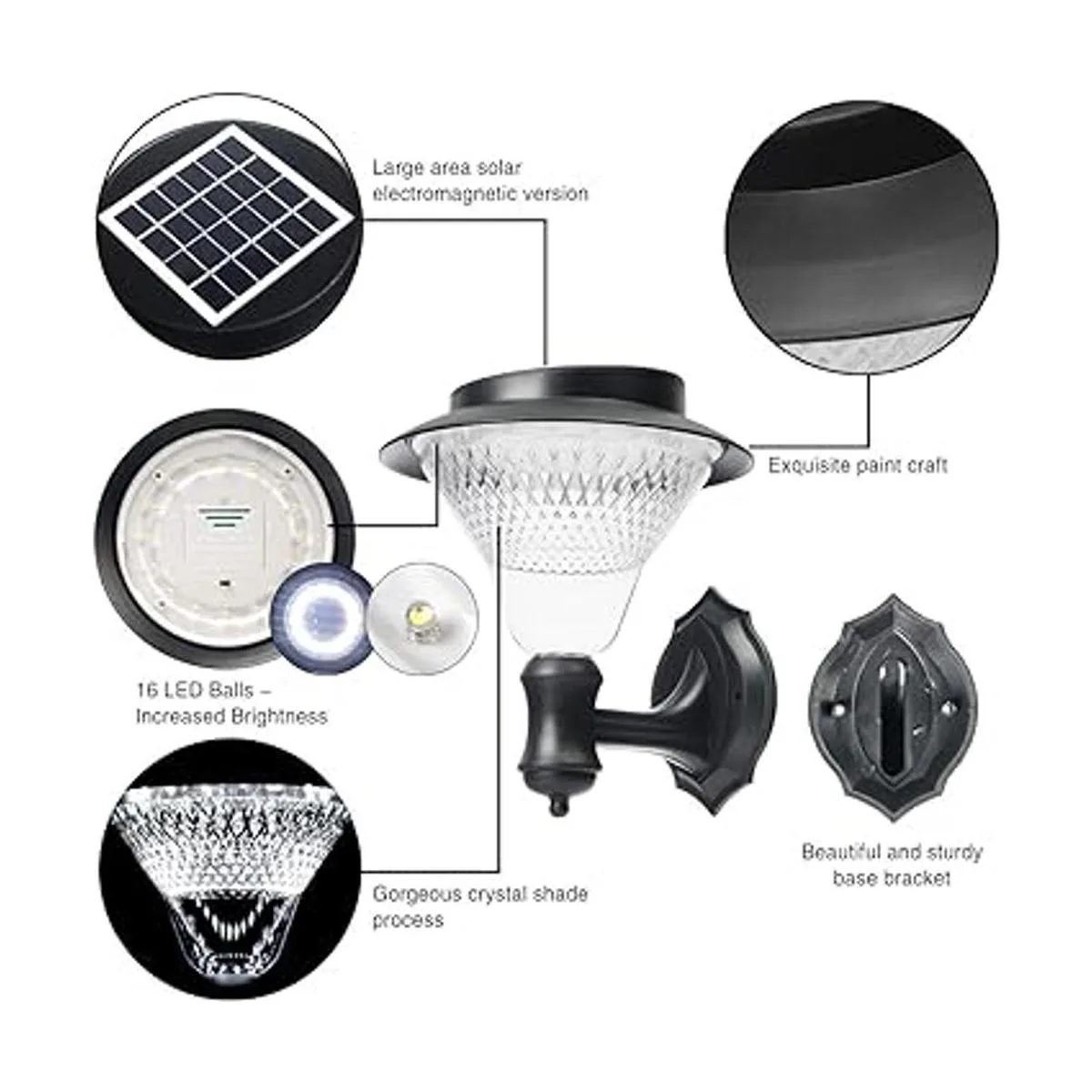 Paquete de 2 faroles solares de pared impermeables para_6