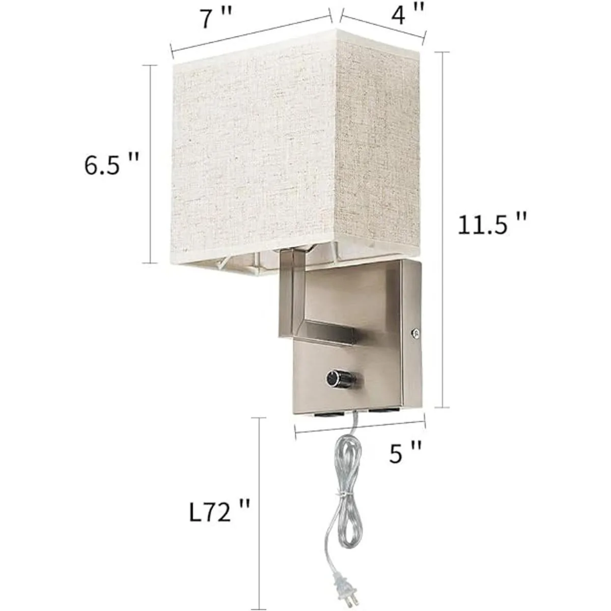 Lámpara de pared para mesita de noche con interruptor de_3