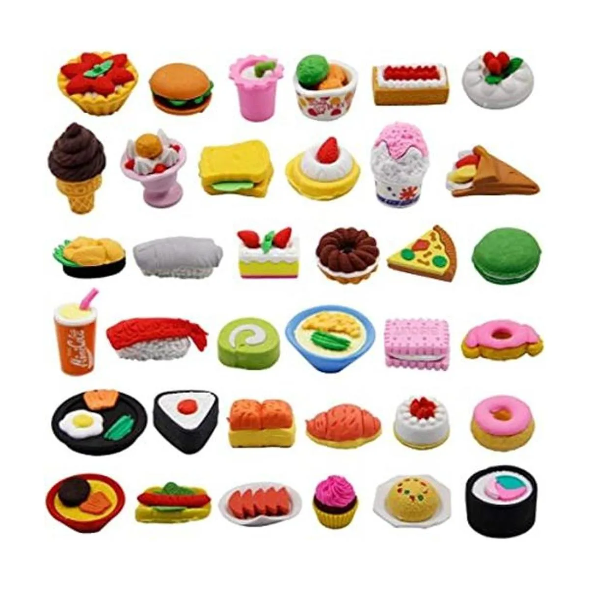 Cllayees Juego de 72 borradores de lápices de comida