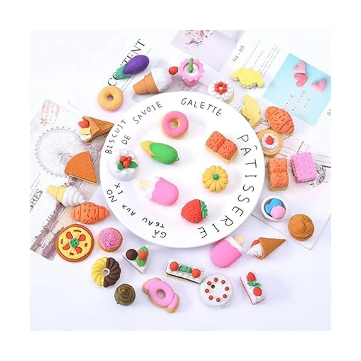 Cllayees Juego de 72 borradores de lápices de comida