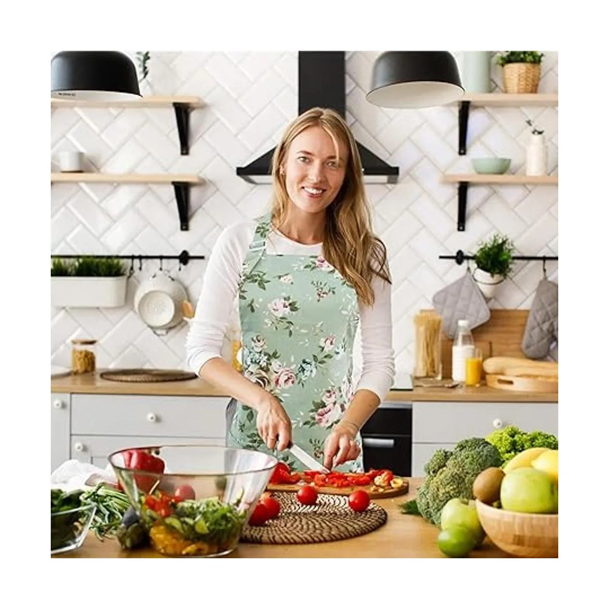 Saukore Delantales florales para mujer paquete de 2_4