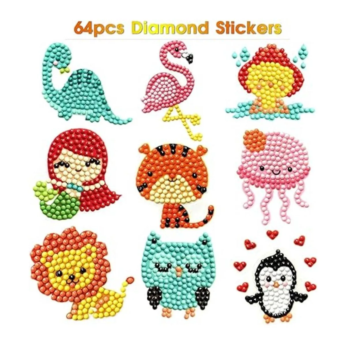 Sinceroduct Juego de 64 pegatinas de pintura de diamante