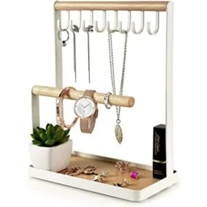 Soporte para joyería organizador de anillos de madera_1