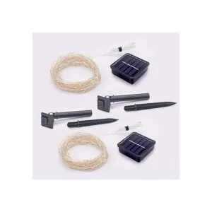 Beewin Paquete de 2 luces solares de cobre de 100 LED de