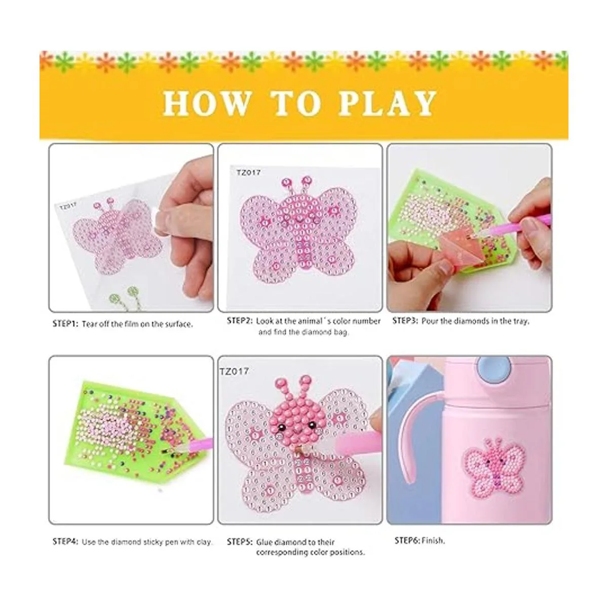 Sinceroduct Juego de 64 pegatinas de pintura de diamante