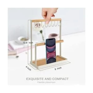 Soporte para joyería organizador de anillos de madera_5