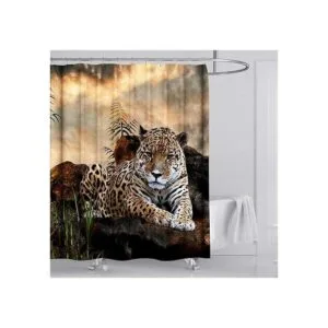 Juego de cortinas de ducha con diseño de leopardo de_2