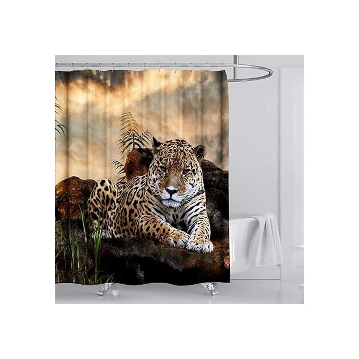 Juego de cortinas de ducha con diseño de leopardo de_2