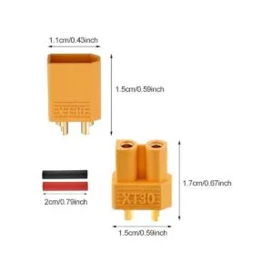 20 pares de conectores XT30 macho y hembra con 2 tubos