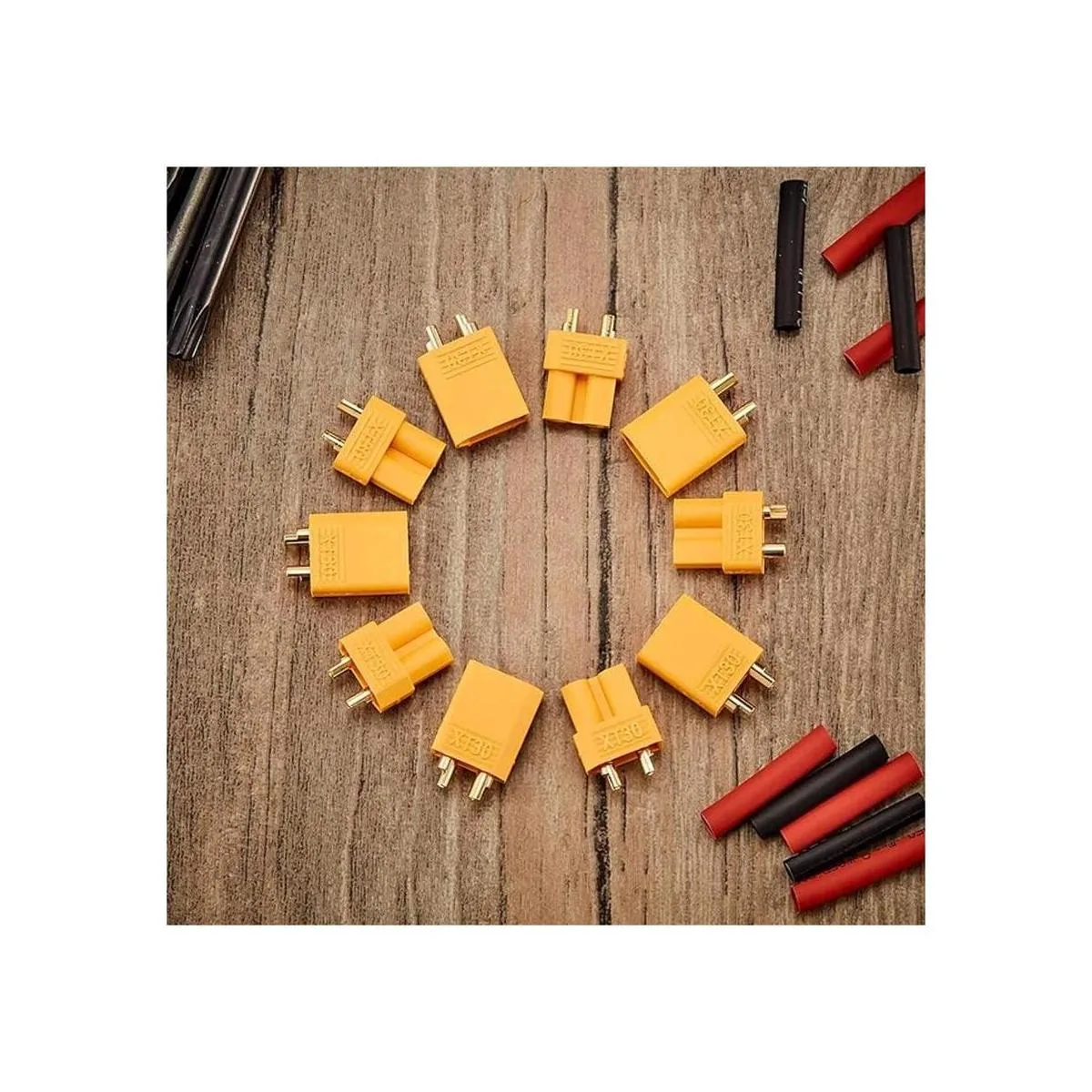 20 pares de conectores XT30 macho y hembra con 2 tubos