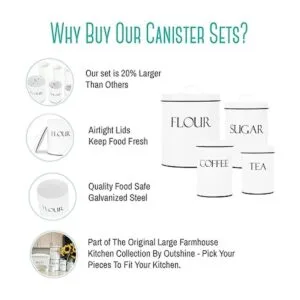 OUTSHINE Juego de 4 recipientes de cocina para encimera de_3