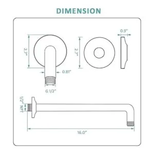 BESTILL Brazo de extensión de cabezal de ducha en forma de