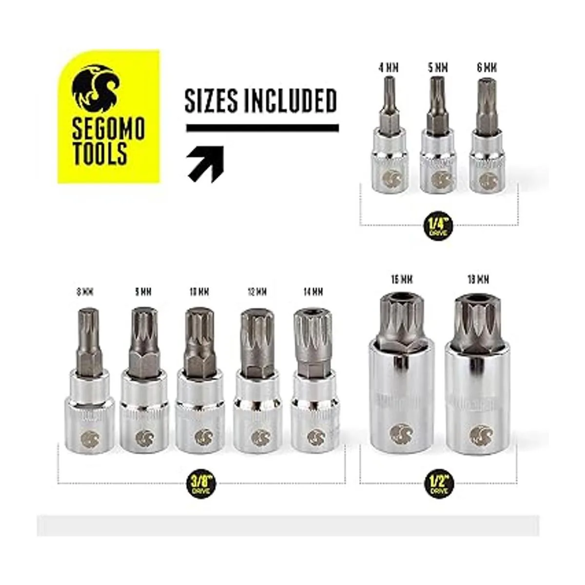 Segomo Tools XZN10 Juego de 10 puntas cuadradas triples_3