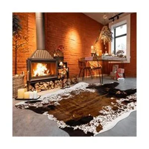 Alfombra de piel de vaca sintética suave grande 4.6 x 6.6_1