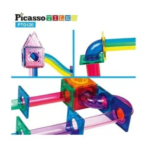 PicassoTiles Marble Run Juego de 120 piezas de bloques de_6
