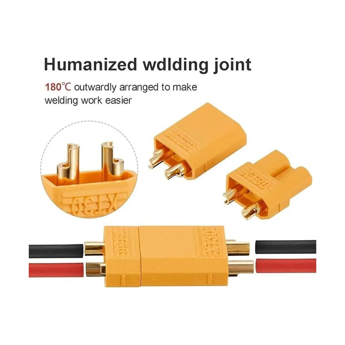 20 pares de conectores XT30 macho y hembra con 2 tubos