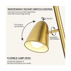 Qimh Lámpara de pie para árbol con 3 bombillas lámparas_3