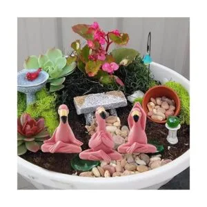 Goodeco Mini figura de flamenco de yoga estatuas