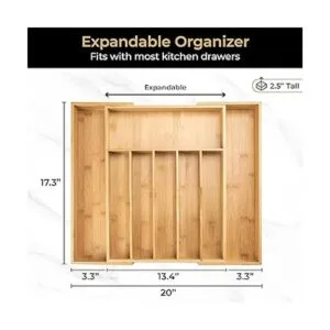 SMIRLY Organizador de cubiertos de bambú para cajón_4
