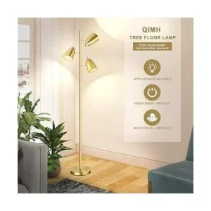 Qimh Lámpara de pie para árbol con 3 bombillas lámparas_2