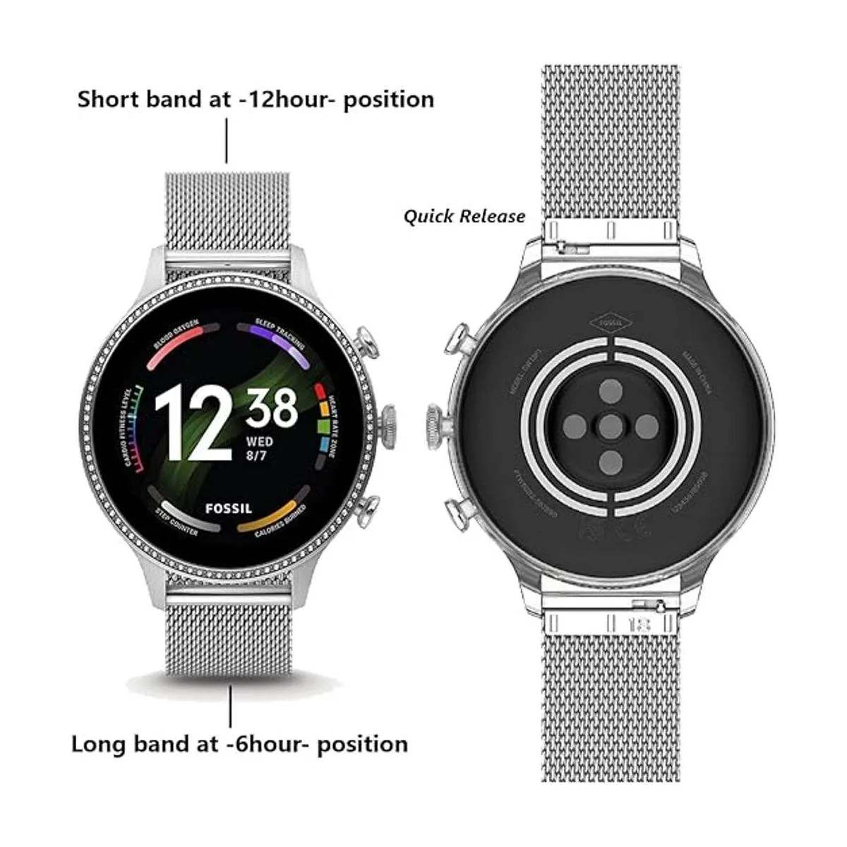 Moran Correa de reloj de malla de acero inoxidable de_5