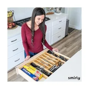 SMIRLY Organizador de cubiertos de bambú para cajón_5