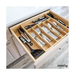 SMIRLY Organizador de cubiertos de bambú para cajón_6