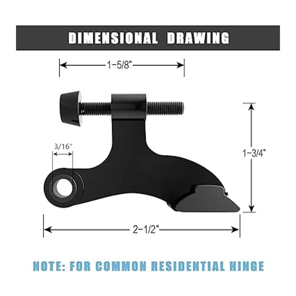Paquete de 4 topes de puerta de pasador de bisagra negro