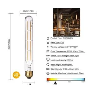 Bombillas LED T10 regulables color blanco suave de 2700_3