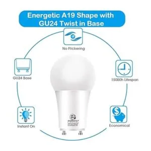 Energetic Base LED GU24 forma A19 equivalente a 60 W