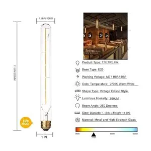 Bombilla tubular LED Edison T10T30 regulable de 6 W_3