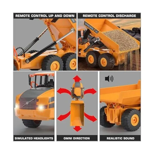 Camión volcador Volvo a control remoto articulado con_4