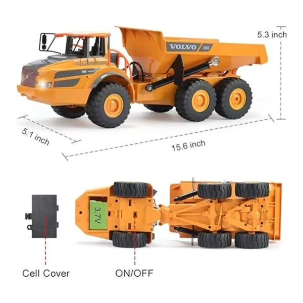 Camión volcador Volvo a control remoto articulado con_6