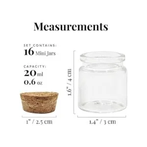 Pequeñas botellas de vidrio con tapones de corcho juego